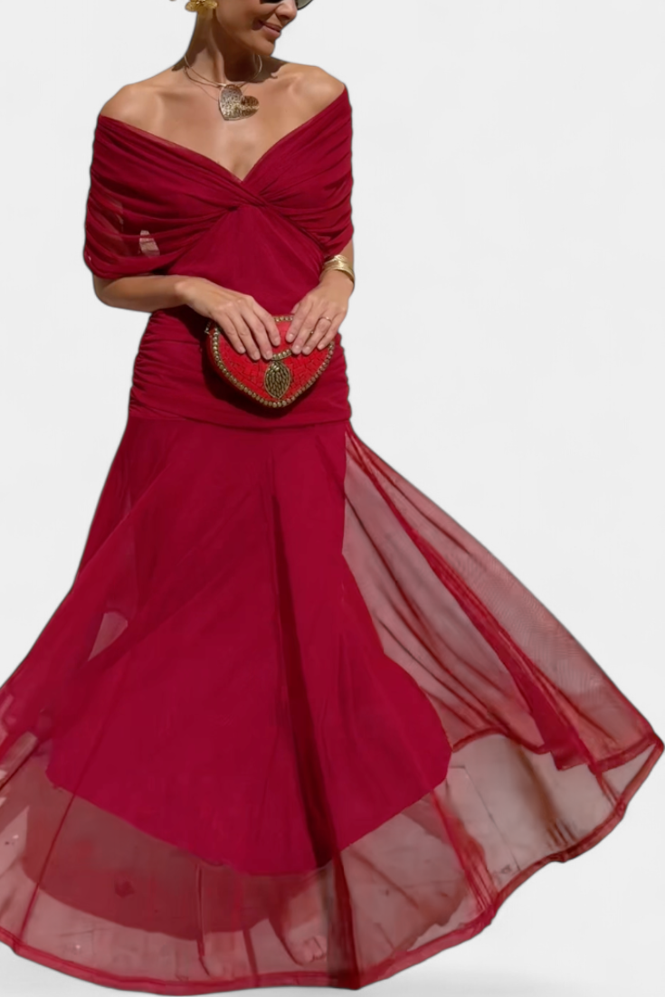 Florence | Long Floral V Neck Dress